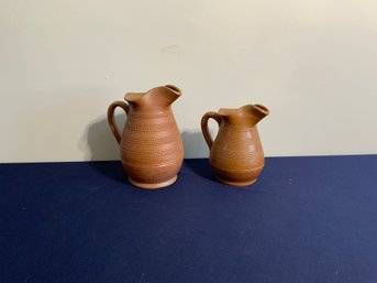 Pair Of French Glazed Pottery Pitchers