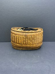 Vintage Wicker Woven Basket With String