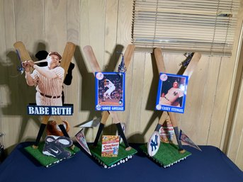 Lot Of 3 Yankees Players Decorations Inclusion Babe Ruth