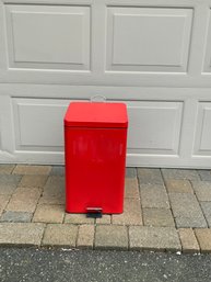 Bright Red Garbage Can
