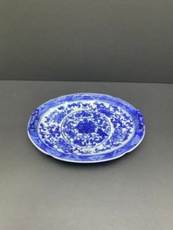 Blue And White Chinese Porcelain Handled Oval Tray