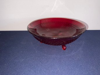 Vintage Amberina Hobnail Carnival Glassbowl Three-footed Decorative Candy Dish