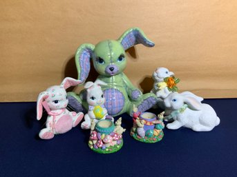 Easter Bunny Decor Lot, Lot Of 7