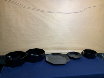 Lot Of 5 Black Arcore Dishes, Made In France