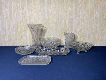 Various Sizes Of 7 Piece Assorted Crystal Item Lot-