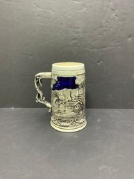 White And Blue Beer Stein, Made In Japan