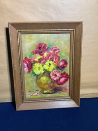 Signed E. Kuhner Oil Painting Of Flowers