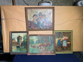Lot Of 4 Signed Paintings By F. Macher