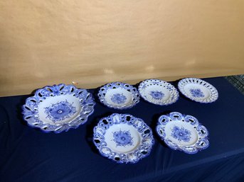 Lot Of 6 Blue & White Decor Plates, Made In Portugal