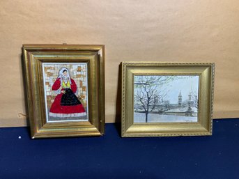 Lot Of 2 Small Art Pieces. Painting Signed 1978