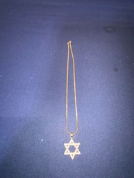 14k Yellow Gold Necklace Jewish Star