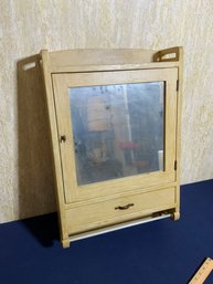 Antique Wood Hanging- Bathroom Medicine Cabinet With Key
