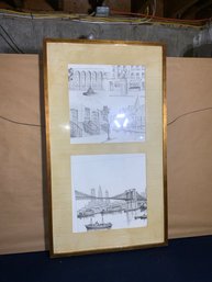 Pencil Sketch Of City/bridge, Sketch Of Town