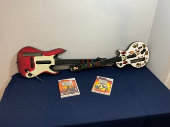 Wii Guitar Hero Games And 2 Guitars