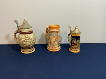 Lot Of 3 Collectible Beer Steins