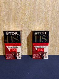 Sealed-Lot Of 2 3 Pack TDK T-120 New In Package VHS Tapes