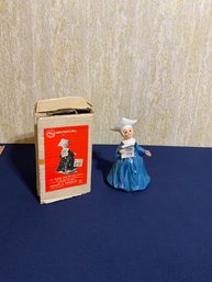 Berman & Anderson Musical, Ceramic Blue Nun With Scroll With Box