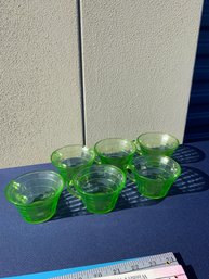 Set Of 6 Vintage Uranium Glass Coffee/tea Cups