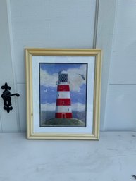 Lighthouse Print In A Wood Frame