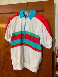 Vintage Nylon 14 Zip Casual Isle Multicolor Striped Jacket, Size Medium