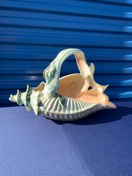 Vintage Large Hull Pottery Planter, Conch Seashell