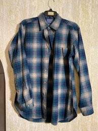 Great Condition - Vintage Pendleton Blue Plaid Flannel Shirt