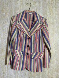 Vintage Pastel Rainbow Striped Blazer