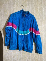 Vintage Crossroads Blue Jacket With Wavy Design, Size Large