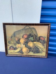 Vintage Painting Of Fruit In Basket Signed By H Raymann