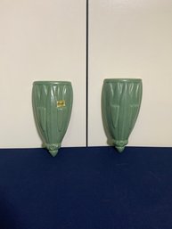 Vintage Royal Hager Ceramic Green Color Wall Sconces