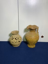 Lot Of 2 Ceramic Pottery Urn Style Vases