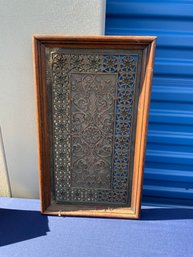 Vintage Framed Decorative Metal Panel With Beautiful Design