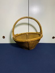 Vintage Hand-woven Rattan And Reed Basket