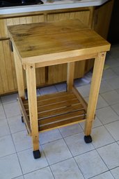 Perfect For Any Kitchen-Rolling Wood Butcher Block Table