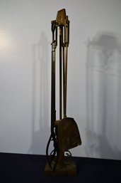 4 Pc Brass Fireplace Tool Set