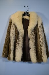 White & Brown Fur Coat