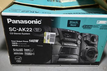 Panasonic, SC-aK22 Black/noir Cd Stereo System With Box