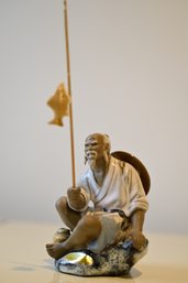 Ceramic Asian Fisherman Statue