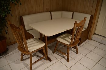 Wooden Corner Bench Table With 2 Chairs *measurements In Description