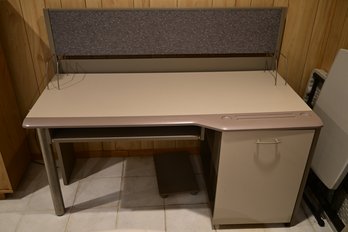 Gray Desk With Storage Cabinet