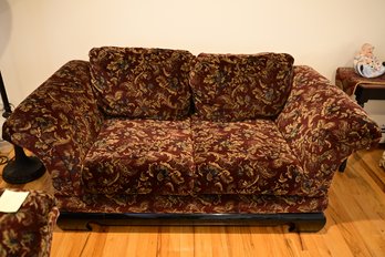 Maroon Floral Design Sofa Love Seat