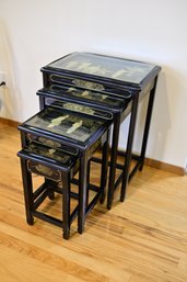 4-piece Asian Style Black Lacquer Nesting Tables *check Description*