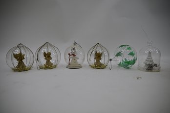 Lot 6 Vintage Blow Glass Hanging Christmas Ornaments