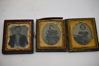 Lot Of 3 Vintage Tin Photos T11