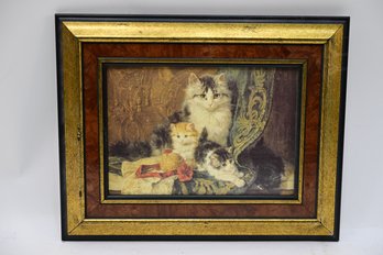 Antique Reproduction Print  Of Cats- Framed