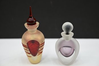 Lot Of 2 Heavy Glass Perfume Bottles * See Description*