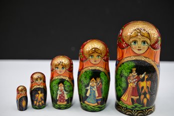 Unique Hand Pained Fairytale Matryoshka Russian Nesting Dolls