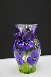 Lovely Hand Painted Glass Vase With Flower Design