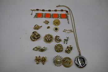 Lot Of Gold Toned Costume Jewelry