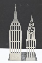 The Chrysler Building & The Empire State Building - NYC Architecture Metal Bookends
